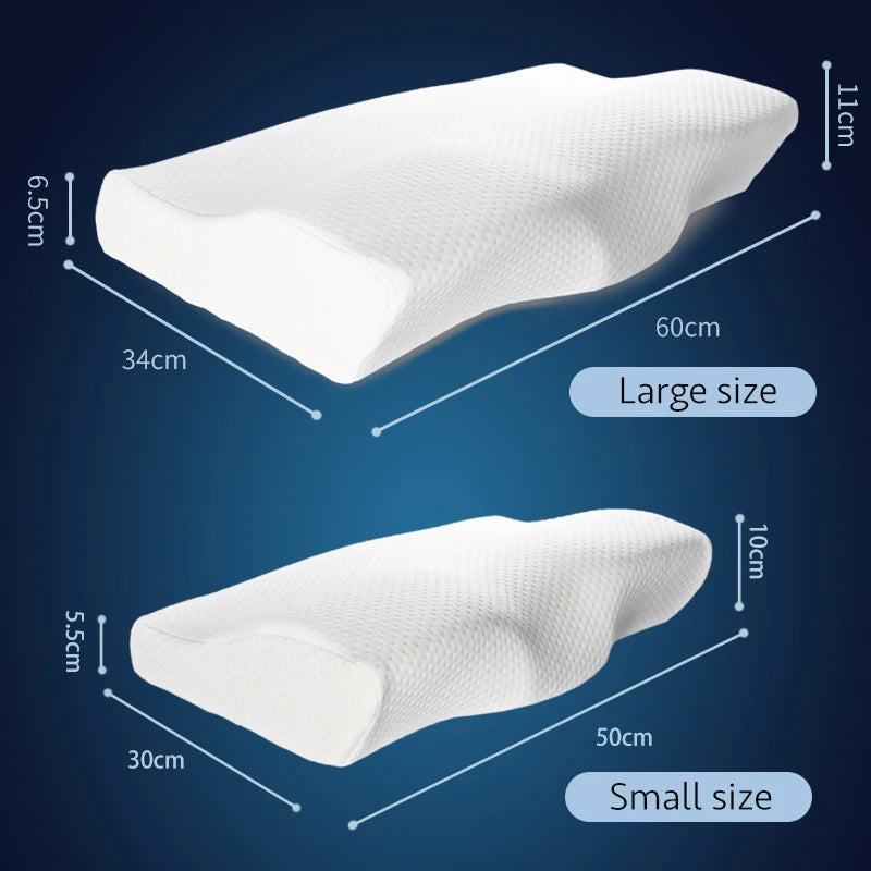 Memory Foam Bed Orthopedic Pillow Neck Protection Slow Rebound Memory Pillow Butterfly Shaped Health Cervical Neck Size 60/50 cm